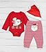 DONWEN Christmas Newborn Infant Baby Boys Clothes My 1st Christmas Rompers Bodysuit Santa Claus Pants with Christmas Hat 9-12 Months