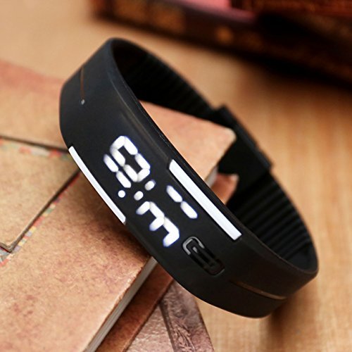 JSDDE Hommes femmes Caoutchouc Montre LED Date Bracelet Poignet Numérique Montre de sport