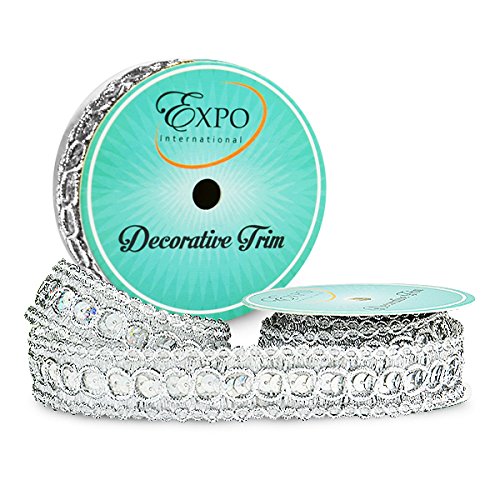 Expo International SIR6973SL Trish Sequin Metallic Braid Trim Spool, Silver