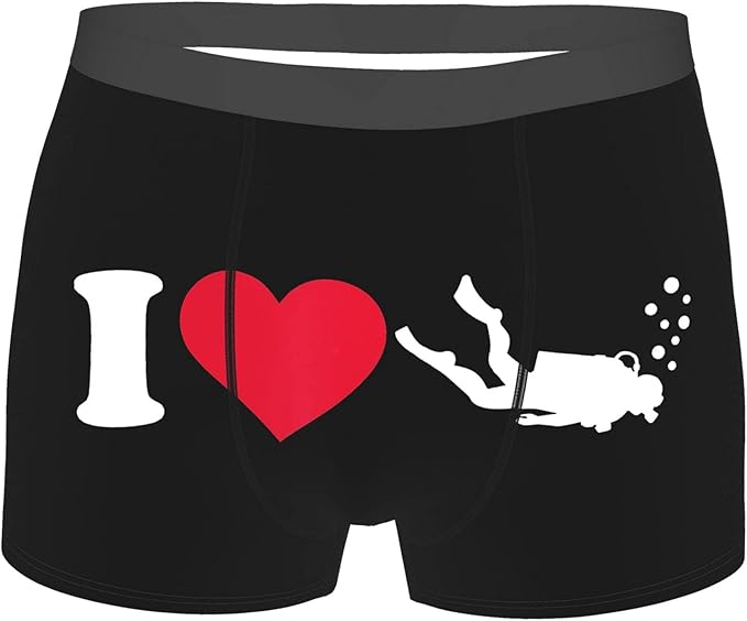 I Love Scuba Diving Mens Biancheria Intima Sexy Boxer Shorts Allentati