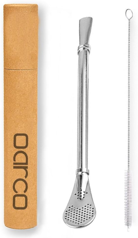 Oarco Original Bombilla - High Quality Filter Straw Spoon Suitable for Yerba Mate Tea, Loose Tea and Black Tea - Made of 18/8 Stainless Steel - Satisfaction Guaranteed, Doppelring
