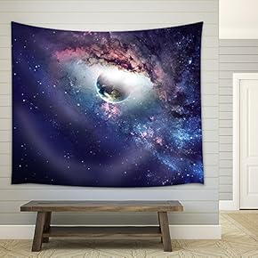 Universe Scene with Planets, Stars and Galaxies in Outer Space - Fabric Wall Tapestry Home Decor - 51x60 inches