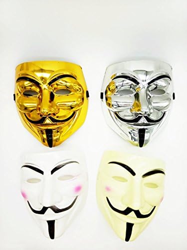 V for Vendetta Mask Guy Color Gold Sliver White Yellow Pack of 4