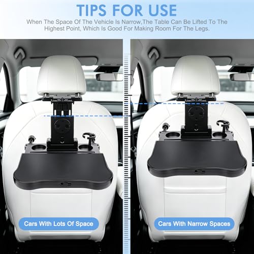 Car Table, Multifunctional Folding Rear Table for Cars, with Cup Holder and Tray, Removable, for Children, Travel, Work (Load Capacity 20 kg)