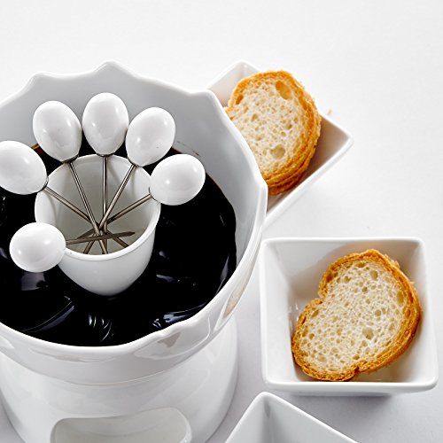 Malacasa Fondue Pot Set Two-layer Porcelain Tealight Chocolate Fondue with Dipping Bowls and Forks for 6, Cheese Fondue… 4 Malacasa Fondue Pot Set Two-layer Porcelain Tealight Chocolate Fondue with Dipping Bowls and Forks for 6, Cheese Fondue… - Image 5