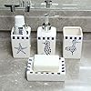 LUEUR-Decorative-Ceramic-Bathroom-Countertop-Accessories-Set-Includes-Refillable-Soap-Lotion-Dispenser-Divided-Toothbrush-Stand-Tumbler-Rinsing-CupSoap-Dish-4pcs-Accessories-Set-Seahorse-Printed LUEUR Decorative Ceramic Bathroom Countertop Accessories Set - Includes Refillable Soap Lotion Dispenser, Divided…