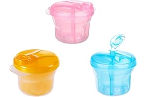 FOMIYES Powder Formula Dispenser, Rotating Milk Powder Box, Baby Milk Powder Storage Container, Baby Formula Dispenser for Travel 3Pcs (Pink, Blue, Orange)