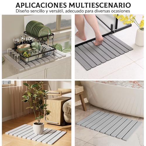 TQHVAF 2 Piezas,Tapete de Baño de Piedra de Diatomita,Tapete Ultra Absorbente de Diatomita,Tapete para Baño Antiderrapante,Secado Rápido y Fácil de Limpiar,Tapete Absorbente Aptas para Cocinas y Baños