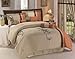 Chezmoi Collection 7-Piece Kariya Embroidery Bamboo Comforter Set, California King, Rust/Light Taupe