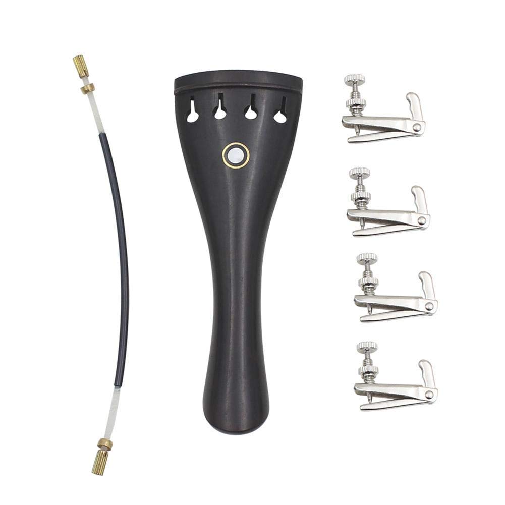Violin Tailpiece, 3-in-1 Ebony Set with Rope Fine Tuners, Violin Accessories for Musicians, Teachers, and Enthusiasts