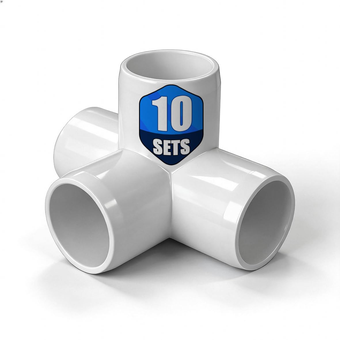 Photo 1 of 1" 90 Degree PVC 4 Way Tee Fitting, 10 Pcs Pipe Connectors, Schedule 40 Furniture Grade PVC Tee Corner for DIY Frames and Structures