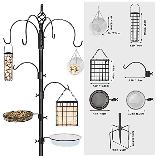 6Hook Bird Feeding Station, Steel MultiFeeder Kit Stand,Attracting