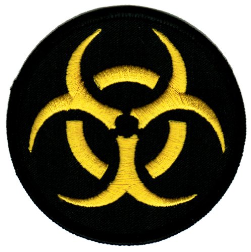 Biohazard Symbol Embroidered Patch Iron-On Danger Symbol Black-on-Yellow Logo