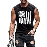 4th of July Shirts for Men American Flag Patriotic Tank Tops Muscle Gym Sleeveless Graphic Tee Tops