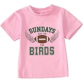 MODNTOGA Toddler Girl Boy Game Day Football Graphic Shirt Sundays for The Birds T-Shirt Kids Rugby Sports Fans Tee Tops