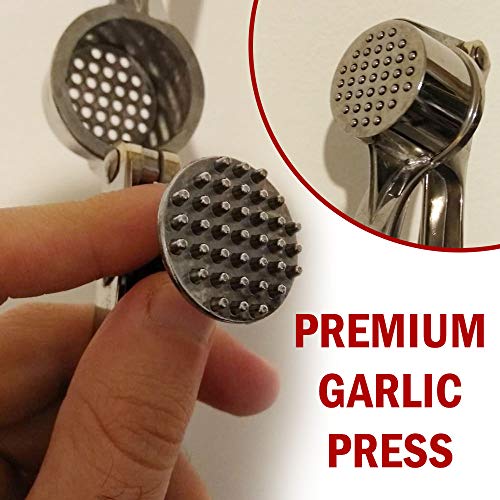 Garlic Press Mincer Ginger Crusher Peeler Squeezer Heavy Duty Metal Garlic Presser Chopper Easy to Clean