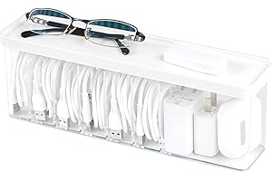 Nkocvew Charger Cable Cord Storage Organizer Box - 1 Pack With Lid - Easy Storage Without Cable Ties