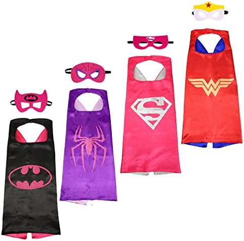 NAGNACA 4 Different Comics Cartoon Hero Cape and Mask Costumes Set for Girl