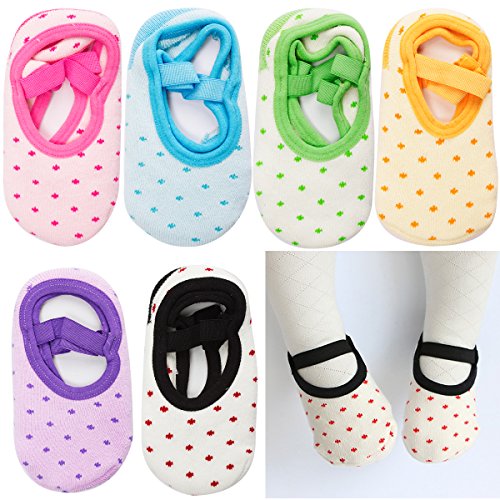 6 Pairs Baby Girl Socks Toddler Anti Skid Baby Boy Socks, Amariver Cute Lovely Polka Dot Baby Walker Socks for Baby Girl Toddler 12-36 Months (Thicker Socks)