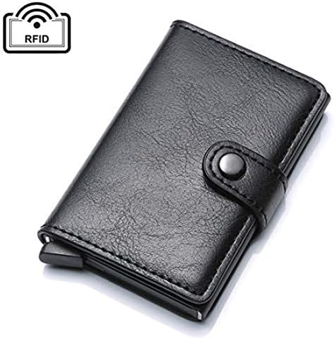 UNYU Credit Card Holder RFID Blocking Wallet Slim Wallet Genuine Leather Vintage Aluminum Business Card Holder Automatic Pop-up Card Case Wallet Security Travel Wallet
