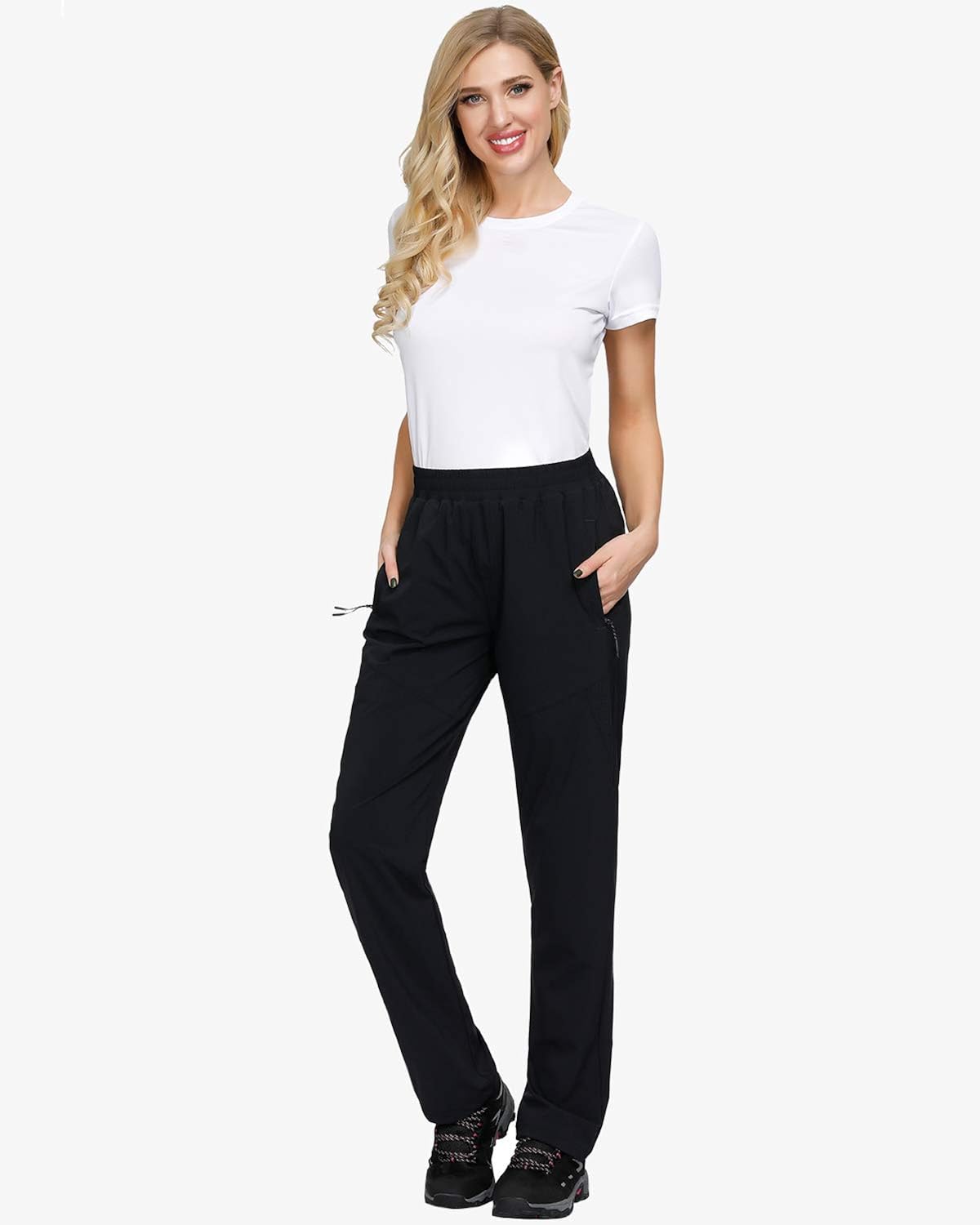 Libin Women's Quick Dry Hiking Pants Lightweight Outdoor Drawstring Joggers Athletic Pants, Water Resistant, Stretch, UPF 50: Clothing