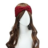 Sannysis Women Winter Warmer Hairband Hollow Woven Handcraft (Red)