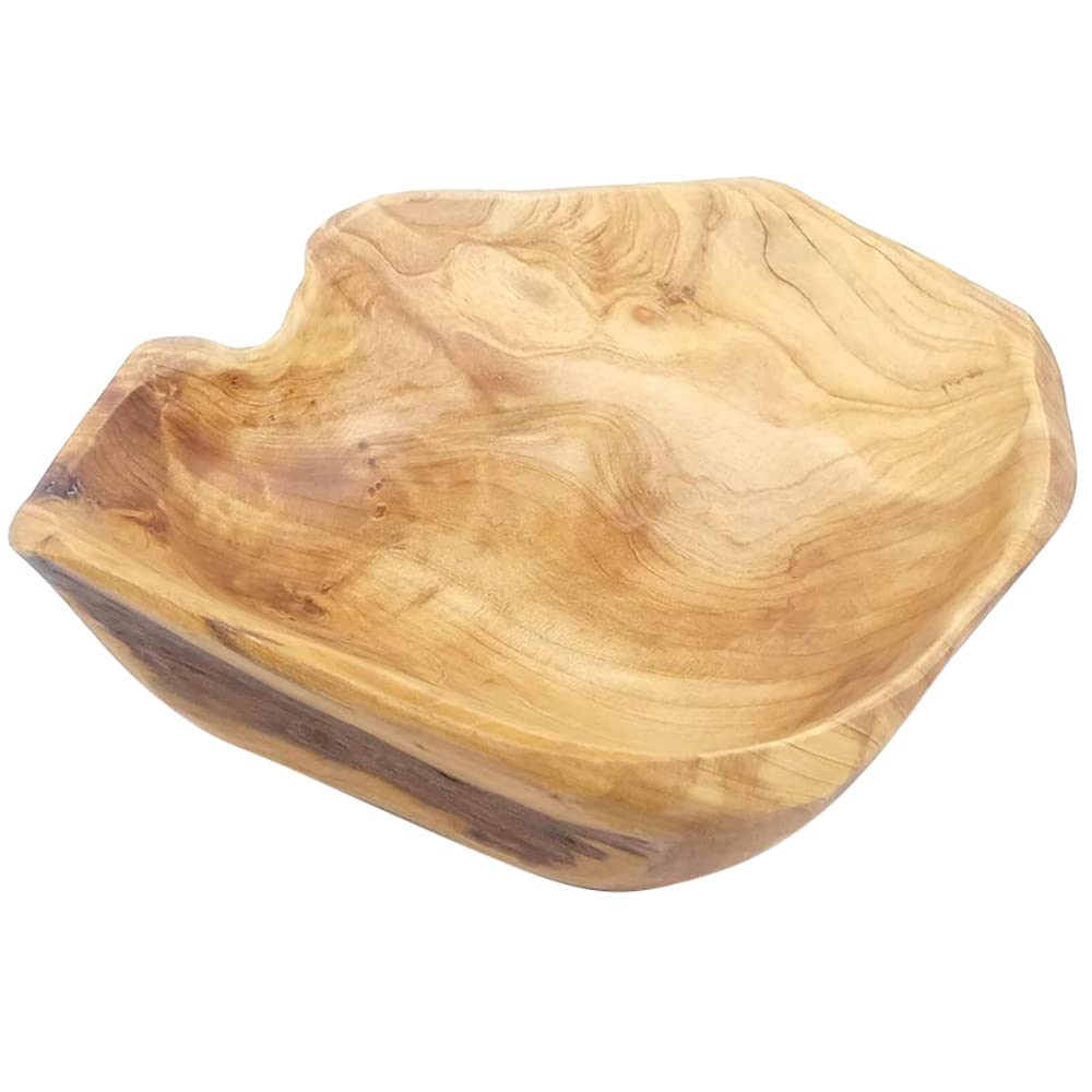 Yuemsh Wooden Fruit Salad Serving Bowl Hand-Carved Root Bowls Living Room Real Wood Candy Bowl 15-19cm