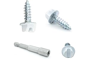 BOPOWO Self-Tapping Gutter Screws White Painted Slotted Hex Washer Head #8 x 1/2" Zinc Plated Finish, Includes 9/16" （Collocation Error）Magnetic Hex Driver – for Gutter Install - 100 Pieces