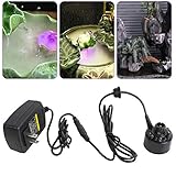 Enshey 12 Color LED Ultrasonic Mist Maker Fogger Atomizer Air Humidifer Water Fountain Pond+Power Adapter Indoor/Outdoor Garden Office Home Room Car
