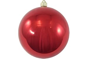 Christmas By Krebs 8" (200mm) Shiny Sonic Red [1 Piece] Extra Large Solid Oversized Huge Big Outdoor Plastic, UV Ball Ornament Hanging Tree Decorations