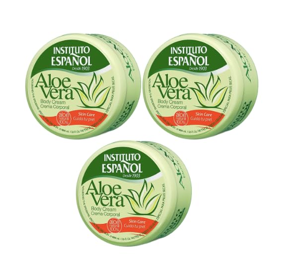 Instituto Espanol Aloe Vera Body Cream Face Cream Hand Cream 100% Natural Aloe Vera Body Cream 3 x 400 ml
