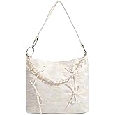 MZHOPEHB Women’s Satin Evening Clutch Purse with Bow and Pearl Detail, Elegant Wedding Party Handbag for Formal, Prom & Bridesmaid Outfits