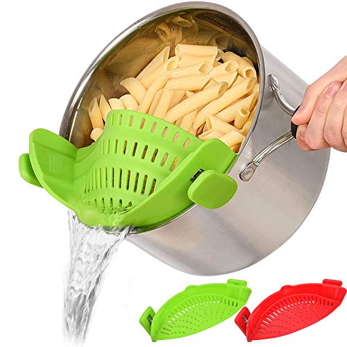 Filtri per alimenti Filtro a maglia fine, Filtro scolapiatti in silicone resistente al calore a mani libere per tutte le pentole Ciotole, Spaghetti alle verdure Pasta Macinata di manzo [2 CONFEZIONI]