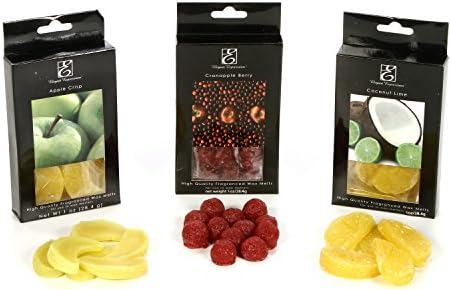 Aromatherapy Hosley Décorative SHAPED Fruit Collection Wax Melts. Apple Crisp, Cranapple Berry, Coconut Lime, 2 pc of each 1oz boxes, Infused with essential oils. Ideal Gift for wedding, Party, Spa