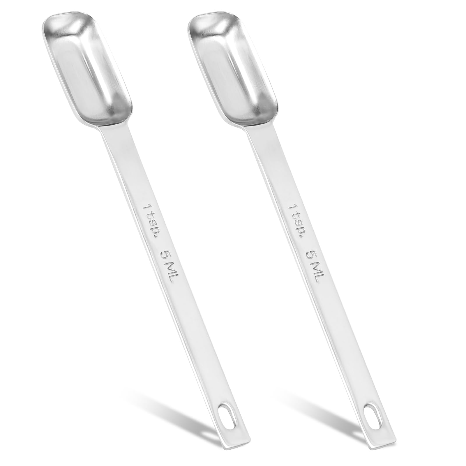 Photo 1 of 2Pcs 1 Teaspoon Stainless Steel Single Measuring Spoon 5 ML Teaspoon Rectangular Individual Measuring Spoons (1Tsp | 5 ML | 5 cc | 1/3 Tablespoon)