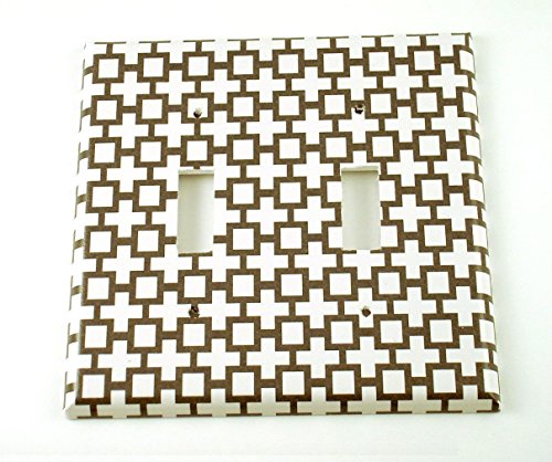 Double 2 Gang Toggle Switch Plate, Black and White Symbol Pattern (182D)
