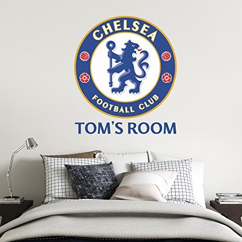 Official Chelsea Football Club - Crest & Personalised Name Wall Mural + Blues Wall Sticker Set Decal Vinyl Poster Print Mural (90cm Height)