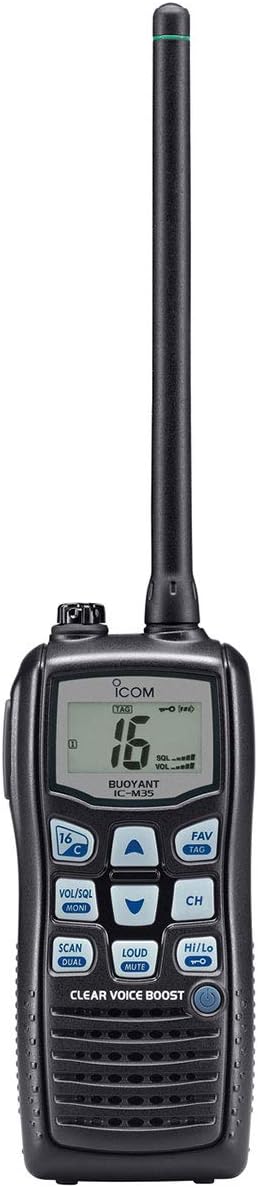 Icom M35 Waterproof Handheld VHF Radio - IPX7 waterproof protection - 1m depth for 30 minutes