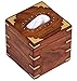SouvNear Handmade Tissue Box Cover - Decorative Tissue Box - Brass Inlay Tissue Box Holder/Cover - Cool, Big Wood Tissue Paper Holder - Decorative Brass Etchings