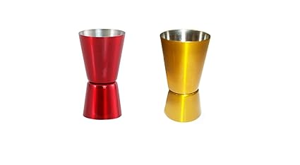 King International Stainless Steel Red & Golden Peg Measure Set of 2 Pcs (30&60ml)