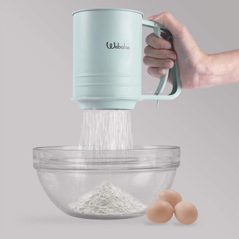 ake Flour Sifter Green Stainless Steel Flour Sieve Baking Supplies