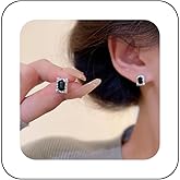 Andelaisi Boho Black Onyx Crystal Earrings Black Onyx Gemstone Studs Earrings Silver Square Onyx Earrings Vintage Onyx Square Earrings Jewelry for Women