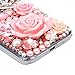 Core Prime Case,G360 Case - Mavis's Diary 3D Handmade Bling Crystal Pink Flowers with Cute Bow Shiny Crown Sparkle Diamonds Clear Hard PC Cover for Samsung Galaxy Core Prime SM-G360F