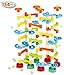 JOYIN 154Pcs Marble Run Premium Toy Set, Construction Building Blocks Toys for STEM Education (104 Plastic Pieces + 50 Glass Marbles)