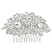 EVER FAITH 4 Inch Bridal Silver-Tone Flower Leaf Teardrop Austrian Crystal Clear Hair Comb