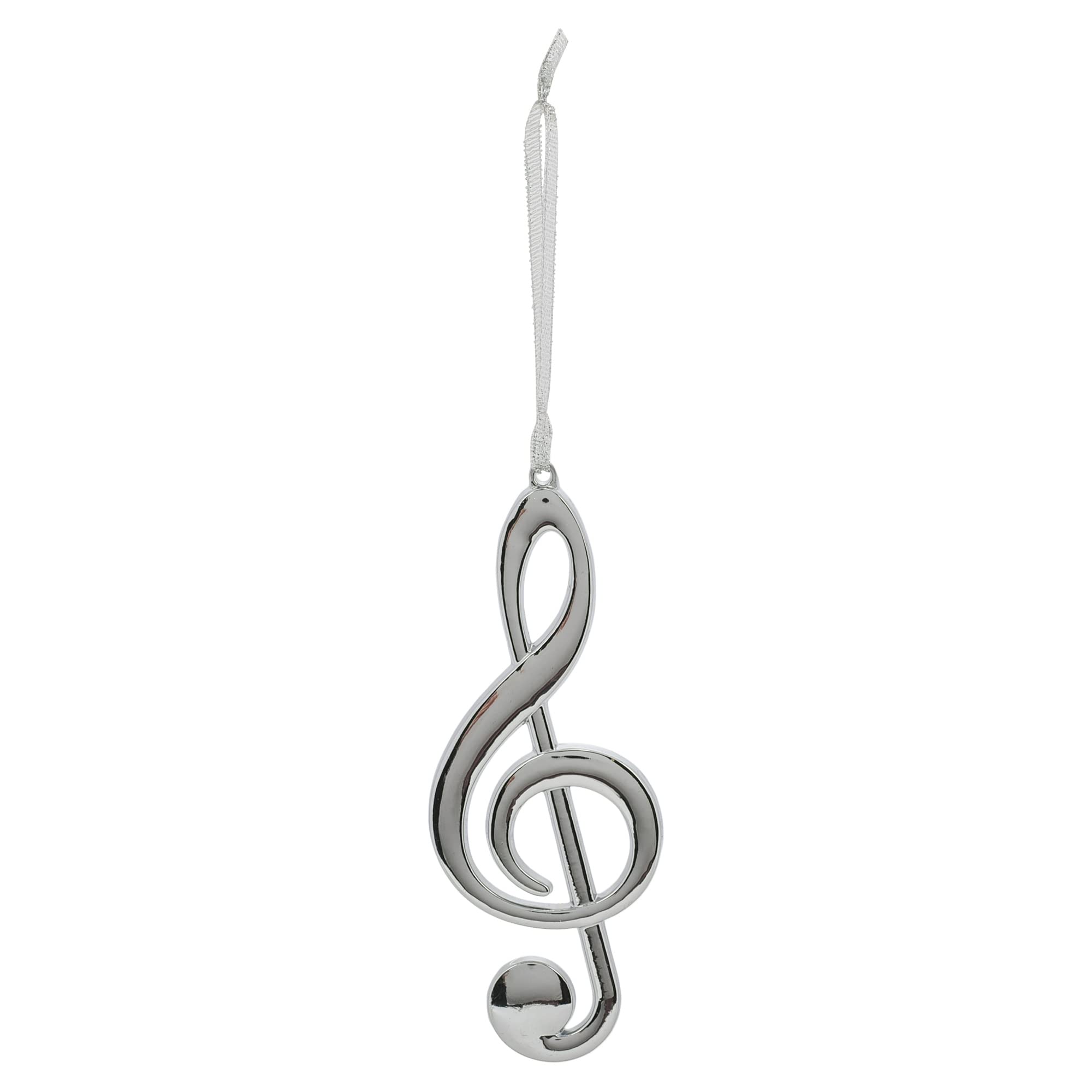 Broadway Gifts 5" Silver Brass Treble Clef Ornament Decoration