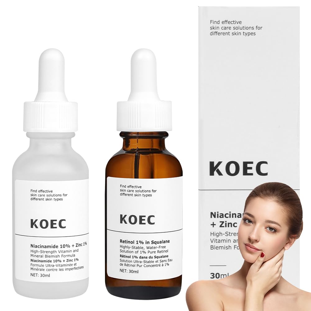 LOPHE Niacinamide Facial Moisturizing Serum, Retinol Anti Aging Serum, 10% Niacinamide & 1% Zinc Serums, Niacinamides Anti Wrinkle Essence for Reduce Wrinkle, Plump & Smooth Skin, 2PCS