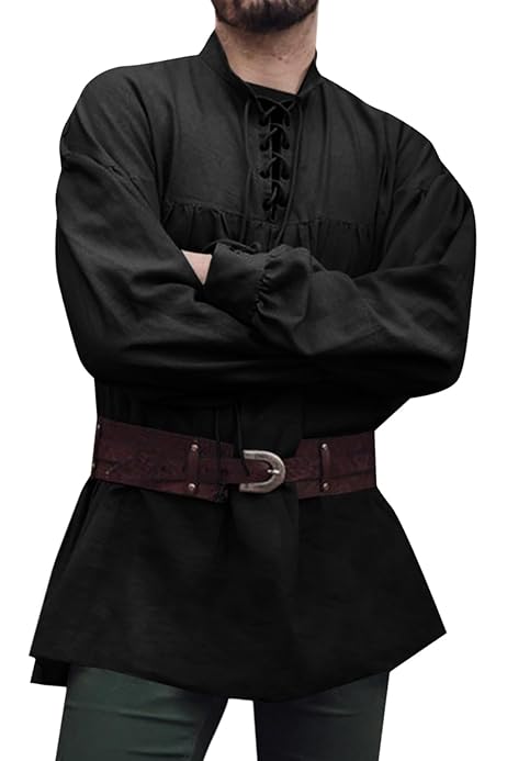 Disfraz Renacentista Para Hombre, Camisa De Manga Larga Con Volant