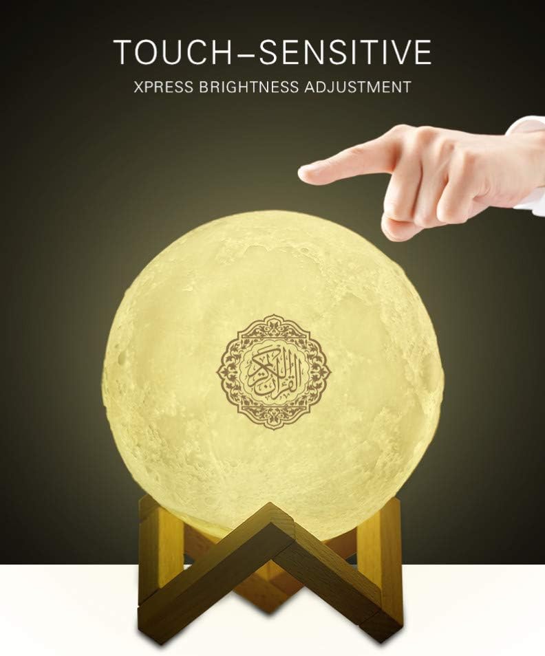 ROYAL WIND 3D Quran Moon Speaker Light Portable Quran Remote Control Small Moon Light Night Light with Bluetooth Remote Light hajj Gifts