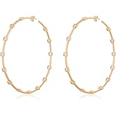 Z ZACHÉ Big Hoop Earrings for Women 14K Gold Plated Trendy Geometric Rose Gold Sparkly Hoops Earrings Wedding Party Jewelry